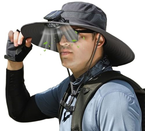 Sombrero con ventiladores de energía solar, sombrero de ala ancha, protección cómoda, gorra de ventilador de refrigeración integrada para mujeres, hombres, playa, trabajo, jardinería, verano, camping