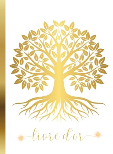 Livre d'or Arbre de vie: Blanc et Doré | Couverture RIGIDE | Mariage, Anniversaire, EVJF, Baptême, Communion, Départ en Retraite | Grand format | 100 ... Vierges à Personnaliser | Style chic, Elégant