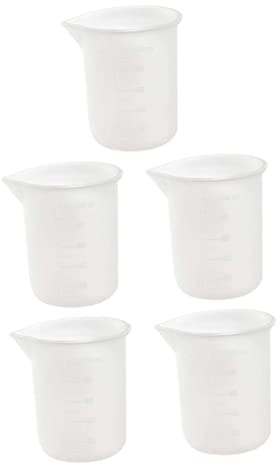STOBAZA 5pcs Measuring Cups with Clear Scale DIY Glue Mixing and Baking Cups Kitchen Accessory Comfortable Grip Easy Pour Design