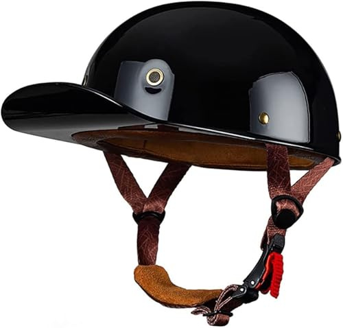 Jethelm Retro Moped Helm, Motorradhelm Jethelm Roller-Helm, Deutscher Stil Halbschale Helm, Herren Und Damen Vintage Mopedhelm Chopper Helm, Scooter-Helm, DOT/ECE-Zugelassen 5,XL