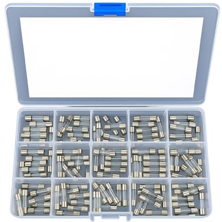 150 Stück Feinsicherungen Sortiment 15 Werte Flink 5x20mm 250V Glasrohrsicherung Schnellschlag Glas Sicherung Set im Kunststoffkoffer Auto Haushalt Elektronik Ersatzteile Kit