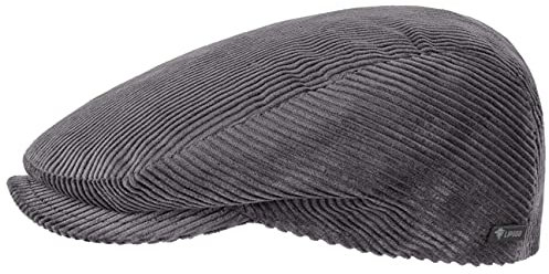 Lipodo Cord Flatcap Herren/Damen/Kinder - Made in Italy - Schirmmütze aus Baumwolle - Schiebermütze mit Futter - Cap Größen 49-61 cm - Cordmütze Sommer/Winter grau L (58-59 cm)