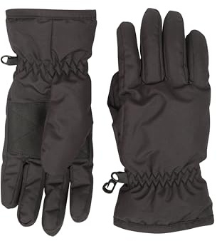 Mountain Warehouse Skihandschuhe für Kinder - Schneedichte Skifäustlinge, elastische Bündchen, warm, schneedichte Handwärmer, Fleecefutter, bequem - Für Winter Schwarz Large