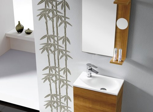 Grandora W430 Fliesenaufkleber Bambus Wandtattoo Bad WC Toilette dunkelgrau