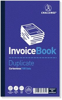 Challenge Duplicate Invoice without VAT Book Carbonless 100 Sets 210 x 130mm [Pack of 5]