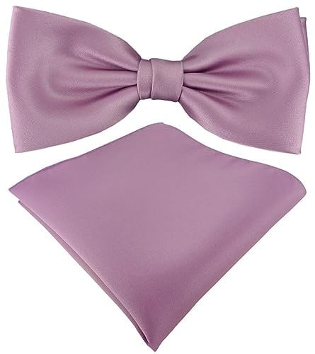 TigerTie Satin Fliege Einstecktuch in flieder Uni einfarbig + Aufbewahrungsbox