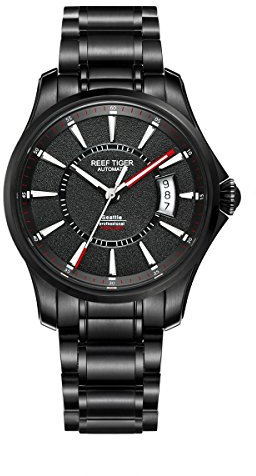 REEF TIGER Herren Uhr analog Automatik mit PVD Armband RGA166-BBBR