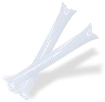 FUN FAN LINE - Packung mit 20 Stück Bam Bam inflatable stick set für fußball party, musikparty, Geburtstagsfeier. krachmacher spiel beifall luftballons. (10 Paare) (Blau)(Weiß)