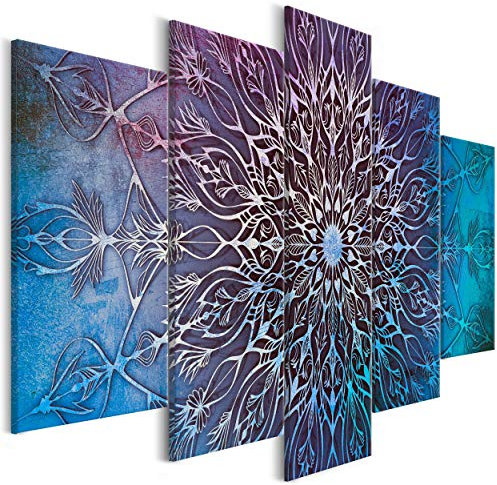 decomonkey Bilder Mandala 200x100 cm 5 Teilig Leinwandbilder Bild auf Leinwand Wandbild Kunstdruck Wanddeko Wand Wohnzimmer Wanddekoration Deko Modern Abstrakt