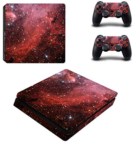 UUUShop Skin Autocollant en Vinyle pour Console Sony Playstation 4 Slim PS4 Rouge Ciel étoilé