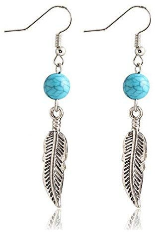 Carry stone 1 Paar Mädchen Türkis kreisförmige Blätter baumeln Ohrringe Haken Eardrop Schmuck Geschenk langlebig und praktisch