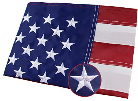 Laikin Drapeau Américain Brodé Étoiles Cousues Rayures Laiton Oeillets USA USA USA USA USA USA USA 210D Nylon Oxford pour Intérieur Extérieur 6 x 10 Ft