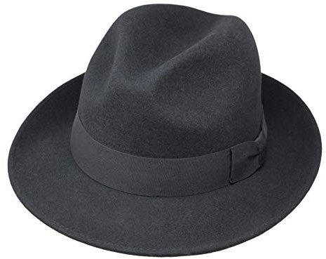 Borges & Scott Swift - Fedora - Leichtgewichtig - 100% Wollfilz – Für die Reise knautschbar - Wasserabweisend - Snap Brim - 62cm Schwarz