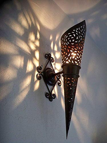 Applique Parete Torcia Ferro Battuto Marocchino 42 cm