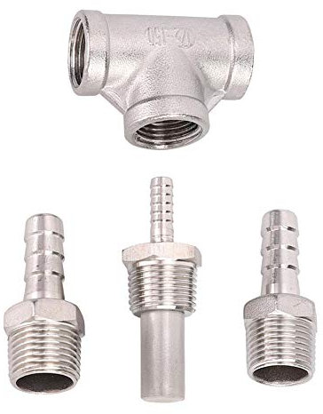 TOPINCN Kit aérateur pour bière Famille Tenue en Acier Inoxydable bière à Tenue étanche en Ligne 3,2 microns Pierre de Ventilation pour Accessoires Homebrew