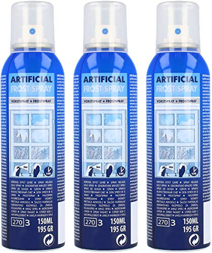 com-four® 3X Spray antigelo per la Decorazione di finestre - Lattina Spray con Effetto Gelo per Fiori di Ghiaccio - Neve Artificiale da Decorare per Natale (03 Pezzi - 150 ml/Gelo)