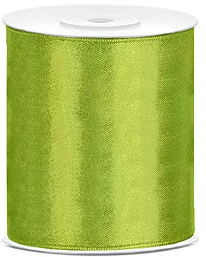 Satinband 100mm x 25m Farbauswahl Dekoband Schleifenband (Apfelgrün)