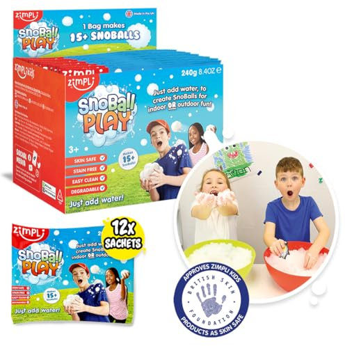 24 x SnoBall Play Folienbeutel von Zimpli Kids – Verwandeln Sie Wasser in Schnee (Verpackung kann variieren)