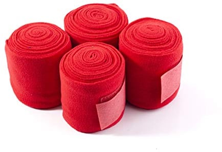 Gee Tac | Horse Bandages Leg Wraps 4 x 3m | Red | Pack of four 3m leg wraps for stable, travel or exercise support.