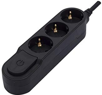 Bloc Design 3x16A avec interrupteur - 1,5m - Noir (SCH)