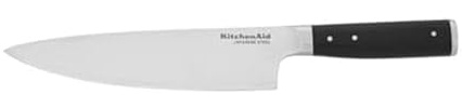 KitchenAid Gourmet Forged Triple Rivet Chef Knife with Custom-Fit Blade Cover, 8-inch, Sharp Kitchen Knife, High-Carbon Japanese Stainless Steel Blade, Black