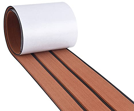 MIJOBS Teak Decking Sheet Eva Teak Selbstklebend rutschfeste Matte Marinedeck für Boote Yacht Marine selbstklebend Schaumboot Yachtboden - Braun und Schwarz