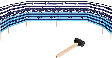 Garronda Strand Windschutz Sichtschutz 8m lang Plus Gummihammer GAEX001 (Streifen/Haie, 8 m)