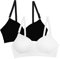 Fruit of the Loom Women's Seamless Wire Free Push-up Bra, Opaque, Black Hue/White 2-Pack, 42C (Pack of 2)