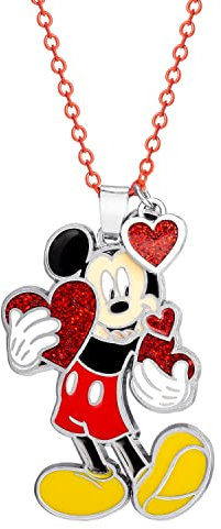 Disney Halskette mit Anhänger aus Messing, mit Mickey Mouse oder Minnie Maus, Messing
