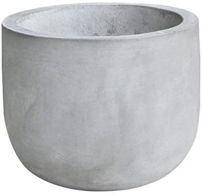 Teramico Pflanzgefäß Blumentopf Übertopf Rund für den Außenbereich aus Leicht-Beton - Sehr hochwertig - Handarbeit (40cm x 32cm, Beton Grau)
