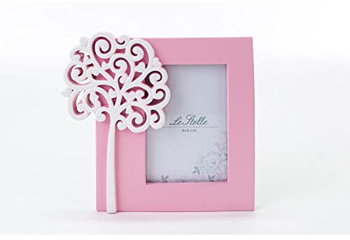 Generico Cornice Portafoto Resina Rosa Albero della Vita 13.5x12.5 cm BOMBONIERA