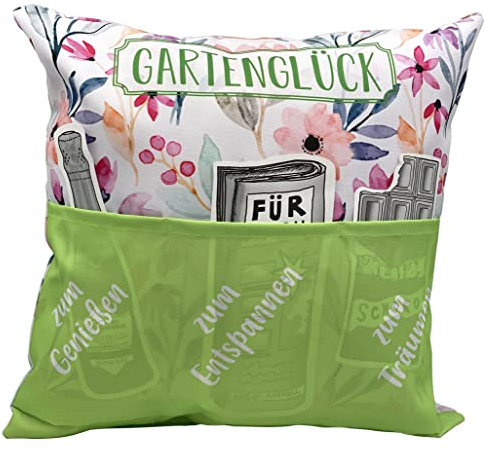 Hergo Sofahelden Outdoor-Kissen mit Taschen 43x43cm - Gartenglück 8754