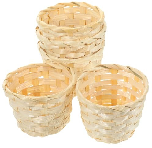 DOITOOL Mini Papelera Escritorio Cesta de Picnic de Mimbre de 5 Piezas ?as Cestas de Natural Cesta Vacía de Almacenamiento de Canasta de Vino Jardinera Rectangular