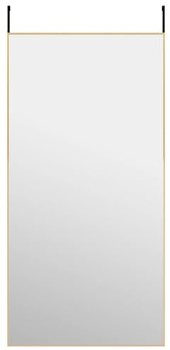 vidaXL Türspiegel Hängespiegel Spiegel Ankleidespiegel Garderobenspiegel Flurspiegel Frisierspiegel Wandspiegel Golden 50x100cm Glas Aluminium