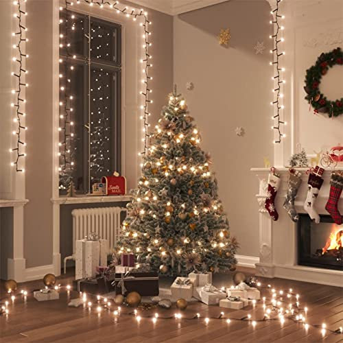 Tidyard LED Lichterkette Christbaumbeleuchtung Weihnachtsbaum Lichternetz Baumvorhang Weihnachtsdeko Weihnachtsbaumbeleuchtung mit 400 LEDs Warmweiß 15 m PVC