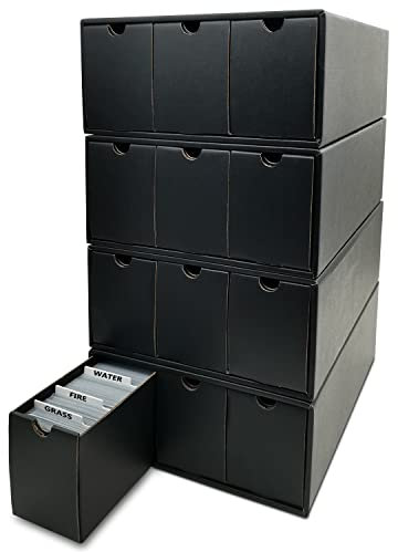 Fageverld Trading Cardboard Storage Box - 12 600-Count with 50 Card Dividers, Collectors Organizer Box for MTG, Baseball Card Collection