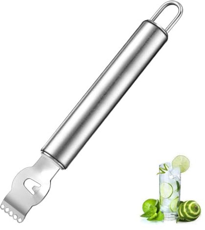 YIOIY Lemon Stainless Steel Zester Grater Orange Citru Kitchen Peeler Tool with Channel Knife (Silver)