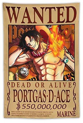 NANXIANG Anime One Piece Wanted Poster Portgas D Ace Druck Foto Kunst Gemälde Polyester Tapisserie Home Dekorative Schlafzimmer Moderne Dekoration Wandteppiche Geschenke 101,6 x 152,4 cm