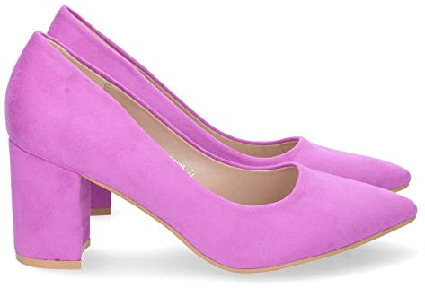 shoes&blues.es 70328-Zapato de Tacon para Mujer, Comodo, Estilo Salon, con Punta Fina, Primavera Verano 2023. Talla 39 Lila