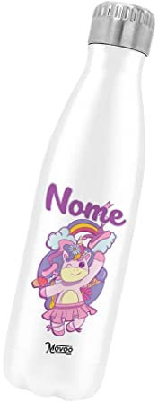 Borraccia Termica Bottiglia Termica Acciaio Inox 500ml Bottiglia Termica Made in Italy Ecologica Thermos 24 Ore Freddo & 12 h Caldo - Personalizzata con nome - Dance Unicorn