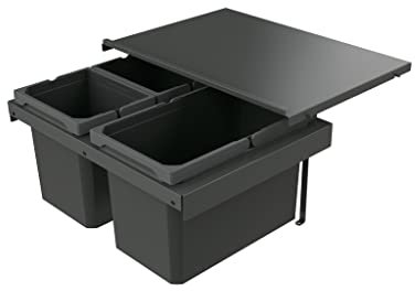 Naber 8013390 Abfallsammler Cox Stand-UP® 280 S/600-3 ohne Biodeckel, anthrazit, 30 (1x16/2x7) Liter / 60 cm Schrankbreite