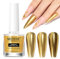 MIZHSE Chrome Powder Liquid for Nails Gold Metallic Nail Gel Poilsh Mirror Effect Shiny Nail Powder Quick Dry 10ml for DIY/Nail Art Design