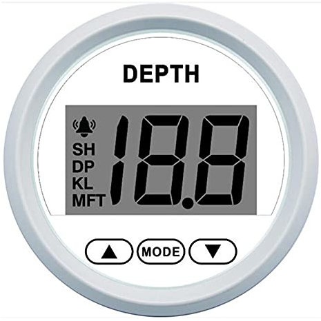 Yachtinstrument Universal- 2‚‘ 52mm Tiefenmesser Pulssignal Digital Boot Wasserdicht IP67. Tiefenmesser für Marine Boat Yacht Red Hintergrundbeleuchtung 9-32V Bootszähler (Color : WW)