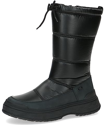 CAPRICE Damen Winterstiefel ohne Absatz Vegan Wasserabweisend, Schwarz (Black Comb), 40 EU