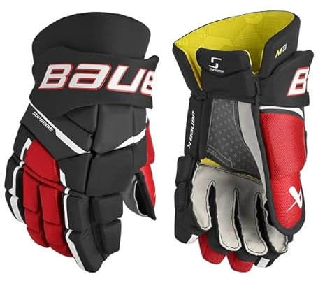 Bauer Supreme M3 - Guanti Senior, taglia 14, colore: Nero/Rosso