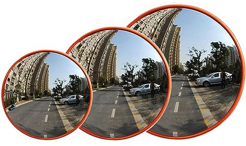 Espejo convexo de tráfico de 60 cm, gran angular de 130°, resistente a la intemperie, espejo panorámico de seguridad con soporte de pared, para garaje, tráfico, calzadas, patio
