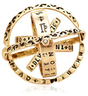 BISONBLUE Ringe Frauen Damen Ring Schmuck Herren Geschenk Astronomische Kugelring-Modelle Können Das Universum Öffnen Planetary Letter Ring Für Damen Herren Mode 5 R2