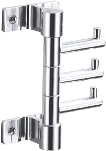 Swivel Towel Hooks Wall Coat Rack with 3 Arms, Towel Hooks for Bathrooms Swivel Coat Rack Hat Rack Wall Mount Key Holder Hanger (Silver, 3 Swivel Arms)