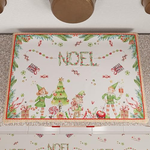 PETTI Artigiani Italiani - Couvre-Plaque de Noël 46x76 cm, Protège-Plaque Décoratif et Lavable, Design Festif en Microfibre de Qualité, Motif 'Noël', 100% Fabriqué en Italie