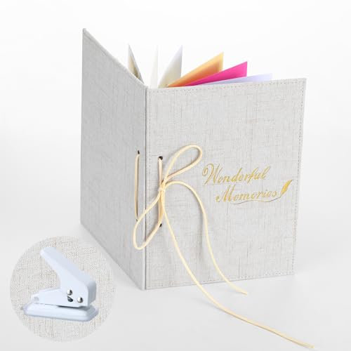 ReliThick Grußkarten-Organizer-Set, veganes Lederbuch verwandelt Karten in Forever-Binder, Hochzeitskartenhalter mit Locher